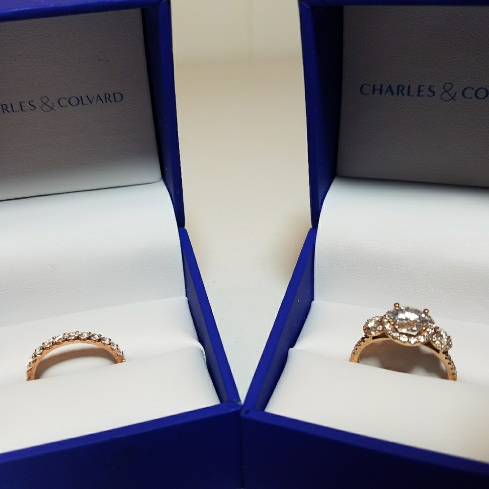 3.59 CTW Halo Eternity Wedding Ring Set Rose Gold